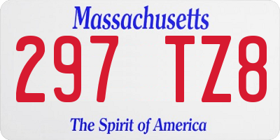 MA license plate 297TZ8