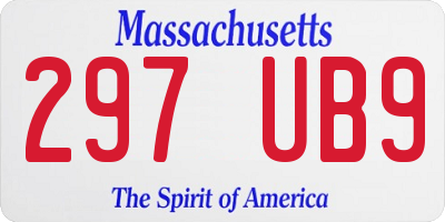 MA license plate 297UB9