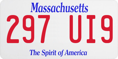 MA license plate 297UI9