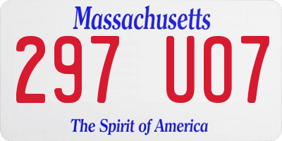 MA license plate 297UO7