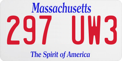 MA license plate 297UW3