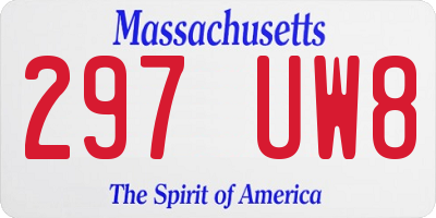 MA license plate 297UW8