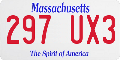 MA license plate 297UX3
