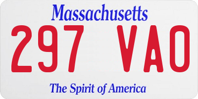 MA license plate 297VA0