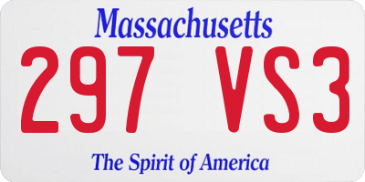 MA license plate 297VS3