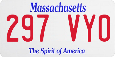 MA license plate 297VY0