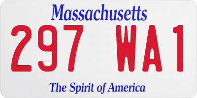 MA license plate 297WA1