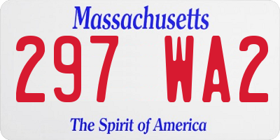 MA license plate 297WA2