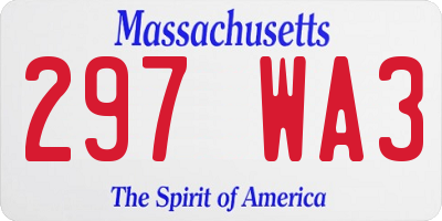 MA license plate 297WA3
