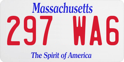 MA license plate 297WA6