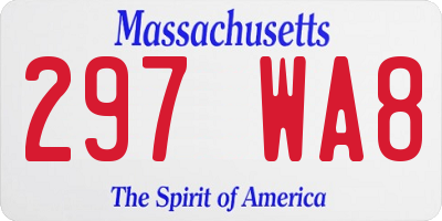 MA license plate 297WA8