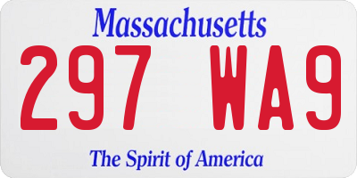 MA license plate 297WA9