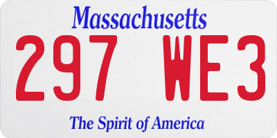 MA license plate 297WE3