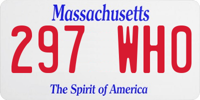 MA license plate 297WH0