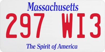 MA license plate 297WI3