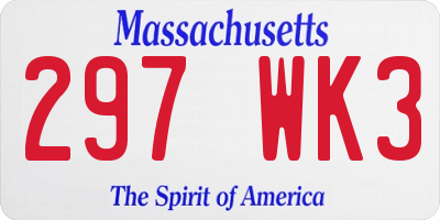 MA license plate 297WK3