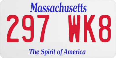 MA license plate 297WK8