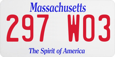 MA license plate 297WO3