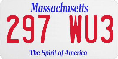 MA license plate 297WU3