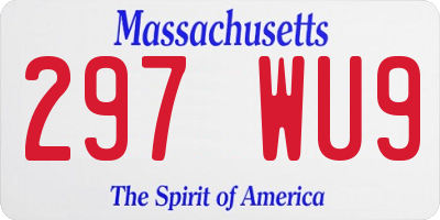 MA license plate 297WU9