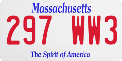 MA license plate 297WW3