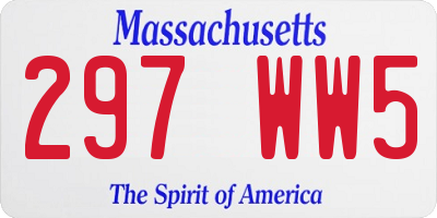 MA license plate 297WW5