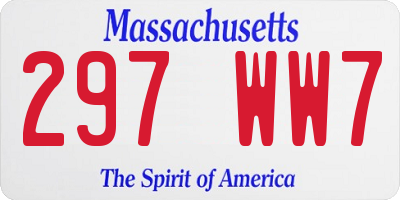 MA license plate 297WW7