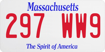 MA license plate 297WW9