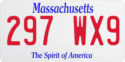 MA license plate 297WX9
