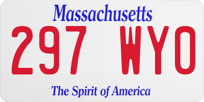 MA license plate 297WY0