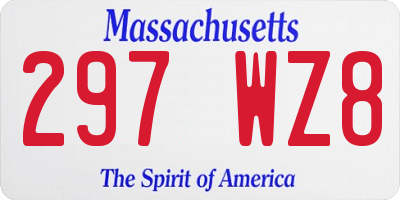MA license plate 297WZ8