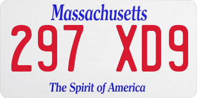MA license plate 297XD9