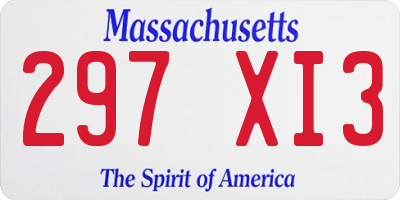 MA license plate 297XI3