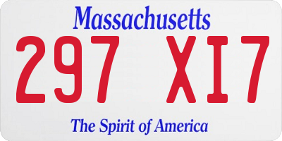 MA license plate 297XI7