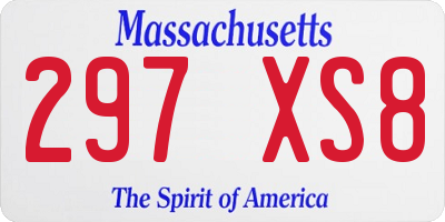 MA license plate 297XS8