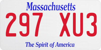 MA license plate 297XU3