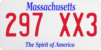 MA license plate 297XX3