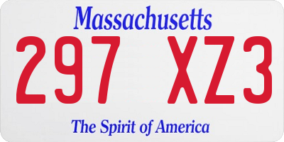 MA license plate 297XZ3