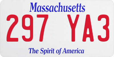 MA license plate 297YA3