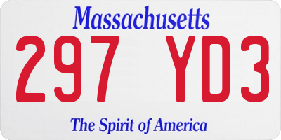 MA license plate 297YD3