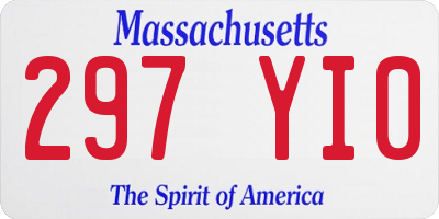MA license plate 297YI0