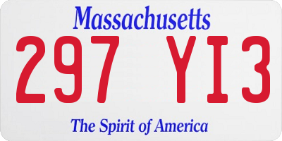 MA license plate 297YI3
