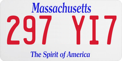 MA license plate 297YI7