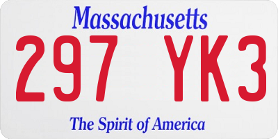 MA license plate 297YK3