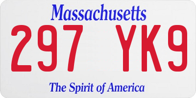 MA license plate 297YK9