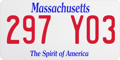 MA license plate 297YO3