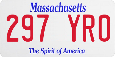 MA license plate 297YR0