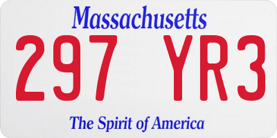 MA license plate 297YR3