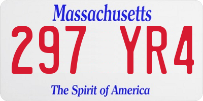 MA license plate 297YR4