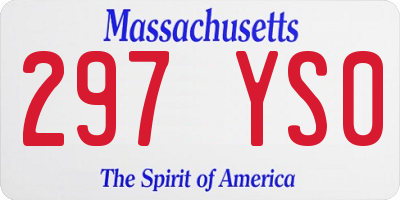 MA license plate 297YS0